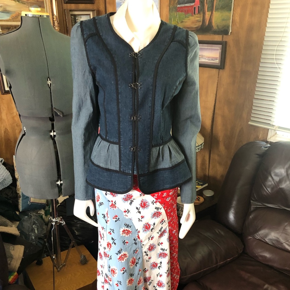 Peplum Denim Blazer Jacket